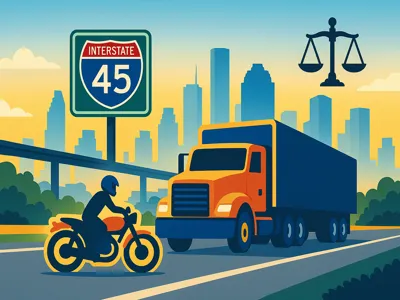 Motorcycle vs truck collision Houston lawyer guide illustration